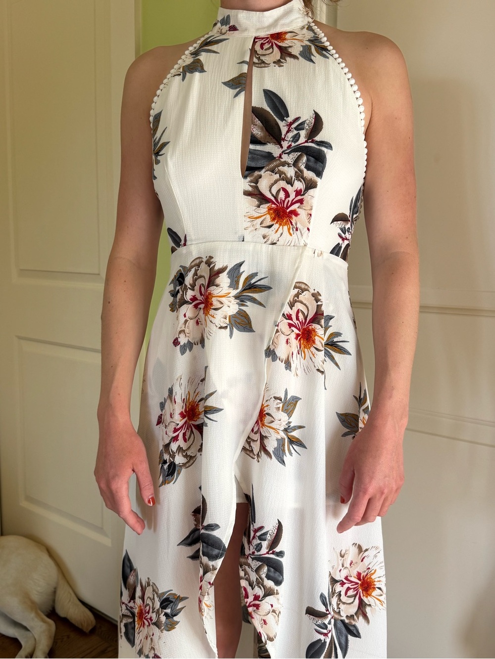 fab'rik White Floral Backless Dress